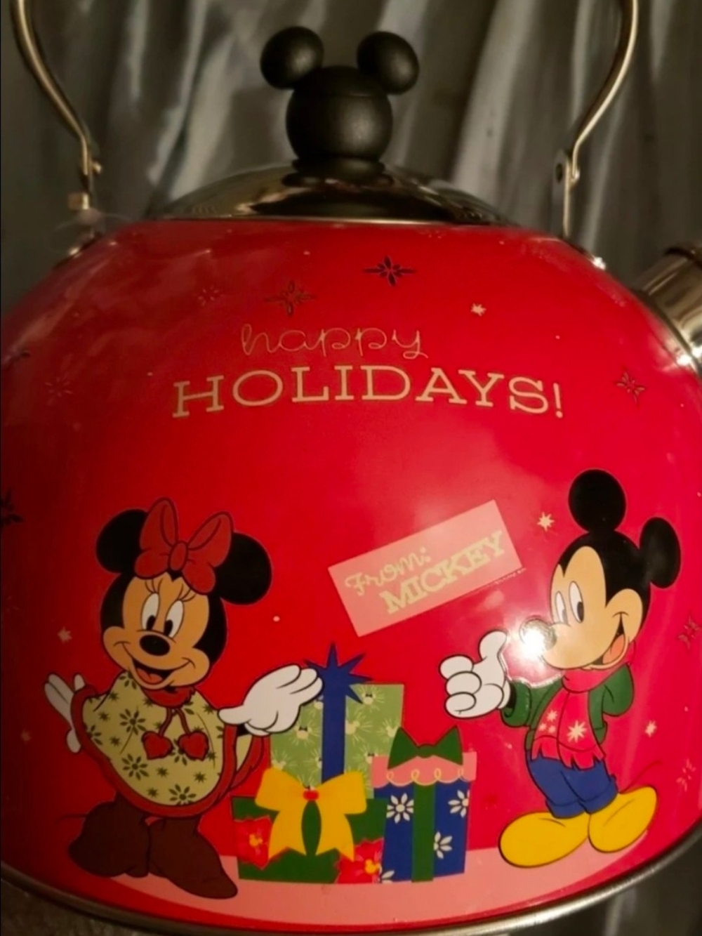 Disney Red Mickey & Minnie Holiday Teapot kettle